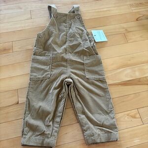 little Planet Carter Kids Tan Brown Corduroy Overalls NEW size 12m organic